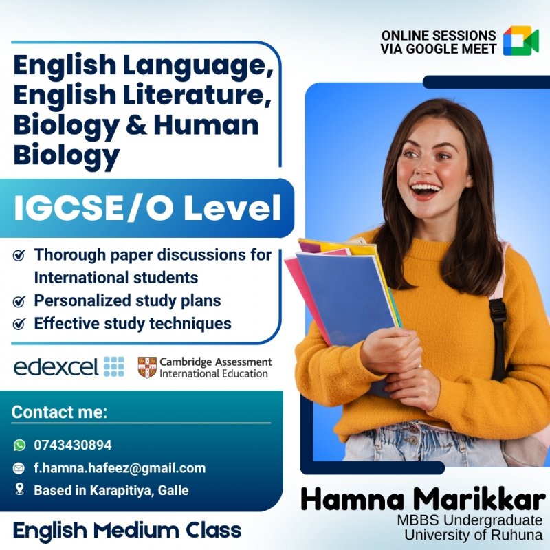 O LEVEL BIOLOGY AND ENGLISH (EDEXCEL/CAMBRIDGE)