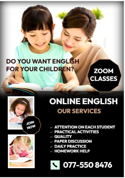 Online English spoken and syllabus classes for students islandwide