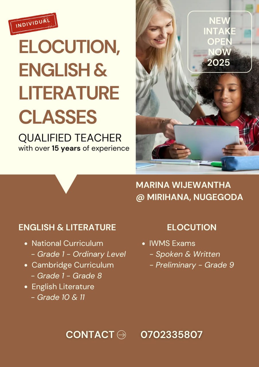 English/Elocution/English Literature Classes
