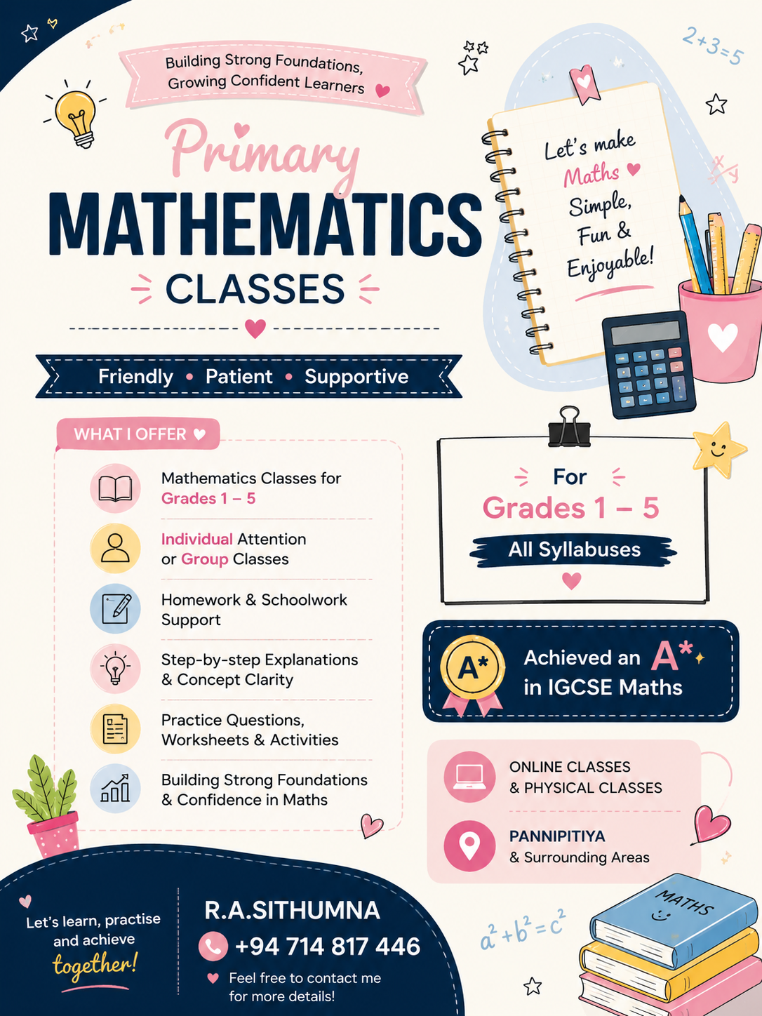 Primary Mathematics Classes | Grades 1–5